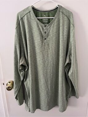 Tommy Bahama Islandzone Heather Green Henley Long Sleeve Space Dye UPF 30 3XLB